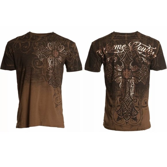Xtreme Couture By Affliction Men's T-Shirt Dectrum Brown - Picture 3 of 9